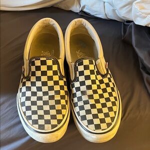 Vans Kids Black and White Checkered Slip-On Sneakers